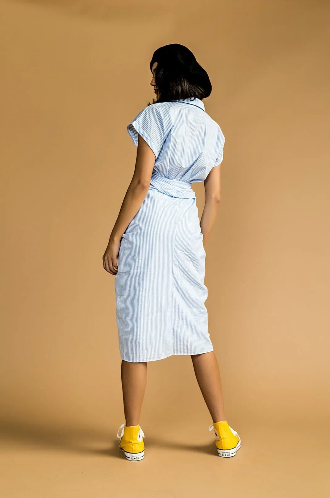 Stevie Striped Midi Dress in Sky sold by Dressed In Lala product image thumbnail 5