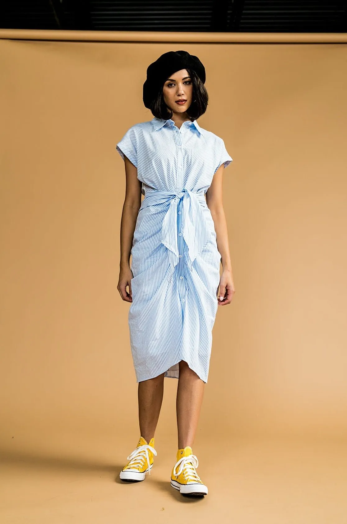 Stevie Striped Midi Dress in Sky sold by Dressed In Lala product image thumbnail 2