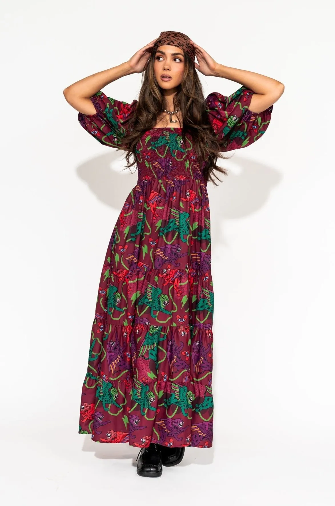 Summer Solstice Smocked Dress in Wild Whimsy sold by Dressed In Lala