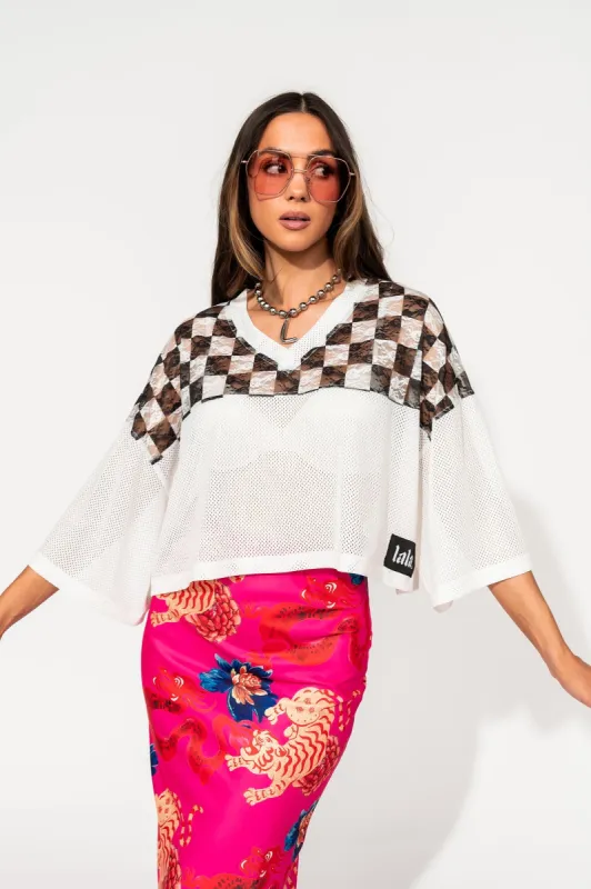 Not Made To Be Subtle Checkered Crop Jersey sold by Dressed In Lala