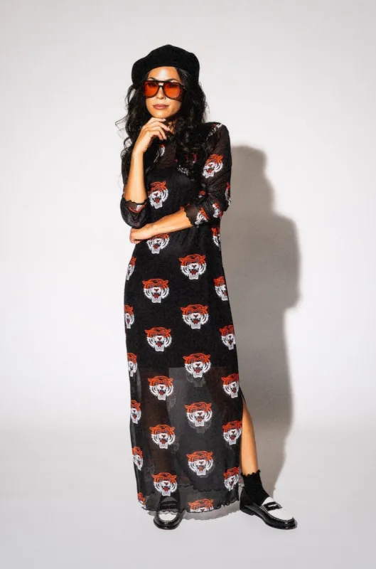 Mad About You Long Sleeve Mesh Dress in Tigress sold by Dressed In Lala