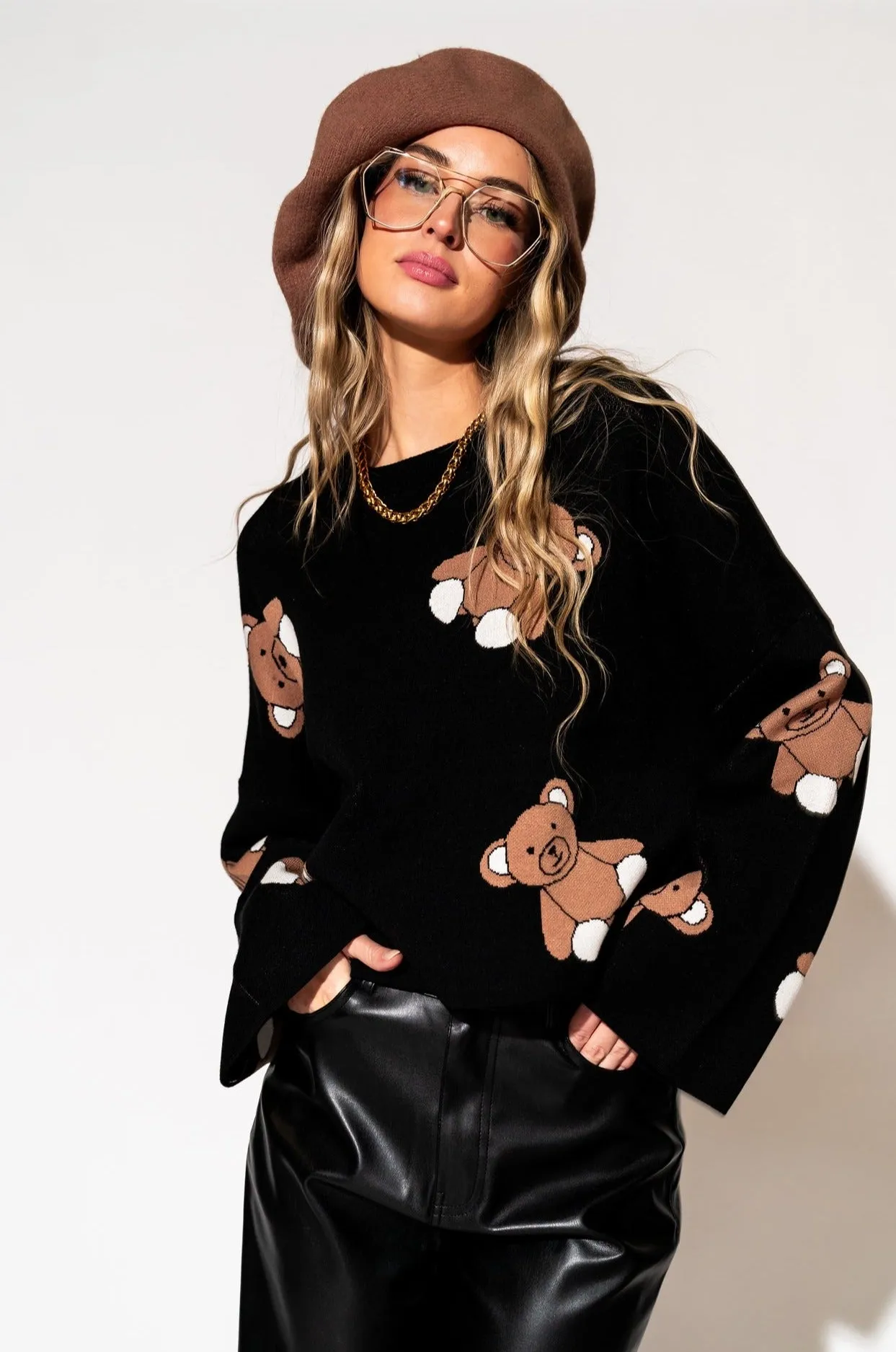 Young At Heart Cropped Sweater in Teddy Bears sold by Dressed In Lala