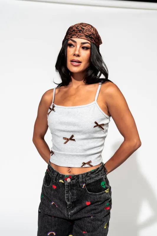 BFF Tank in Grey + Mocha Bows sold by Dressed In Lala