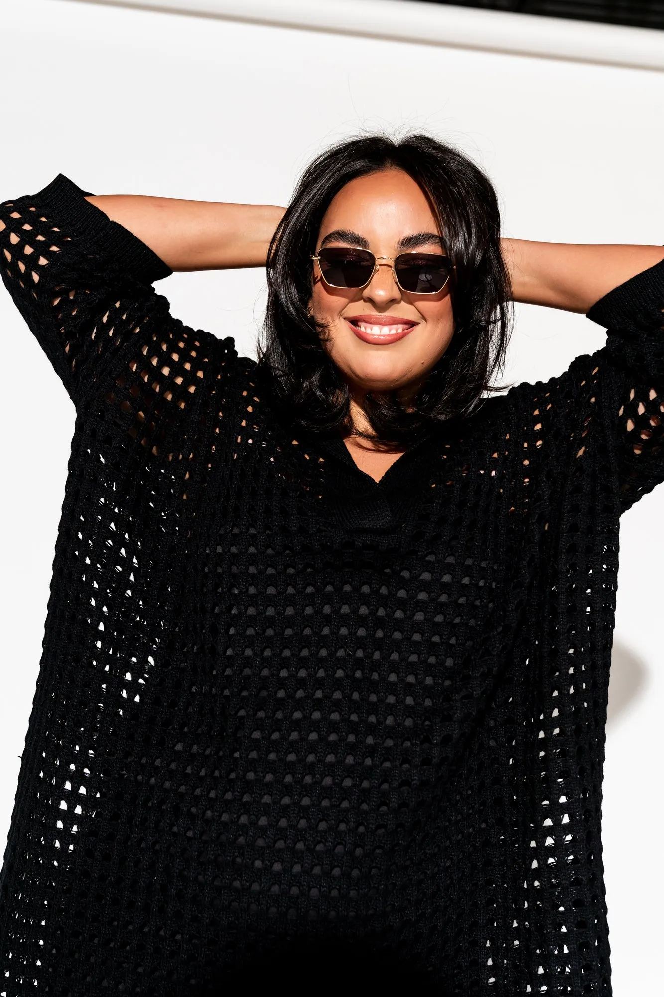 Be Bold Oversized Knit Dress + Slip in Black sold by Dressed In Lala product image thumbnail 5