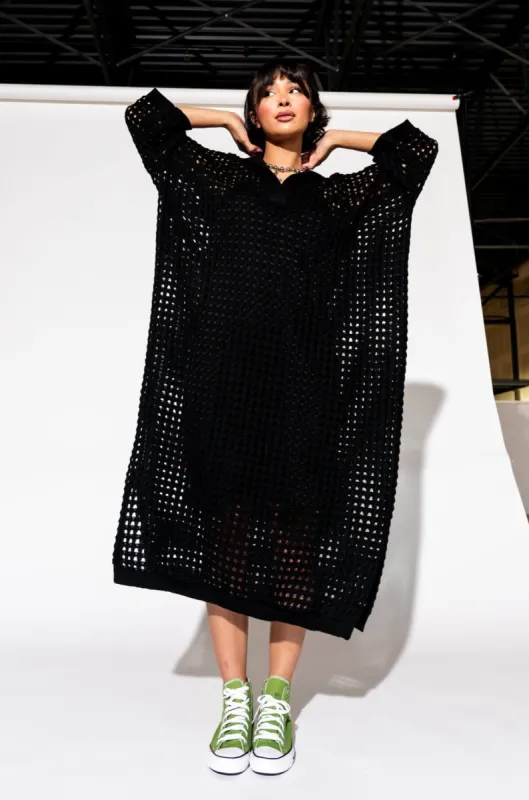Be Bold Oversized Knit Dress + Slip in Black sold by Dressed In Lala