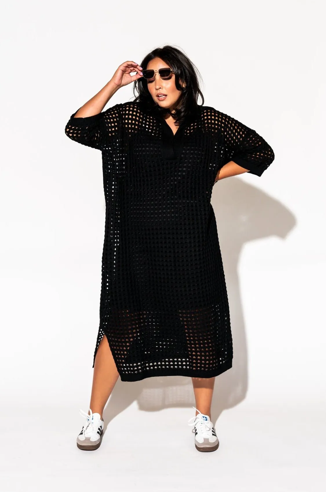 Be Bold Oversized Knit Dress + Slip in Black sold by Dressed In Lala product image thumbnail 2