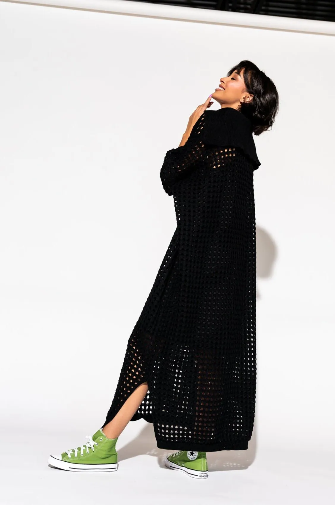 Be Bold Oversized Knit Dress + Slip in Black sold by Dressed In Lala product image thumbnail 3