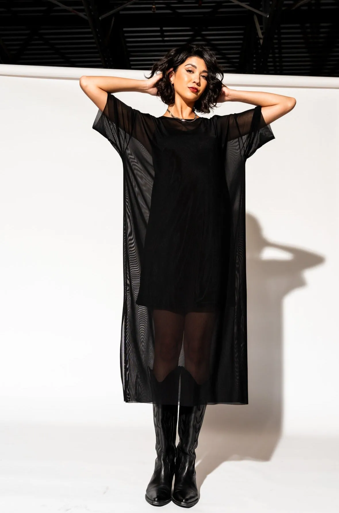 Karma Oversized Mesh Dress + Slip in Black sold by Dressed In Lala product image thumbnail 2