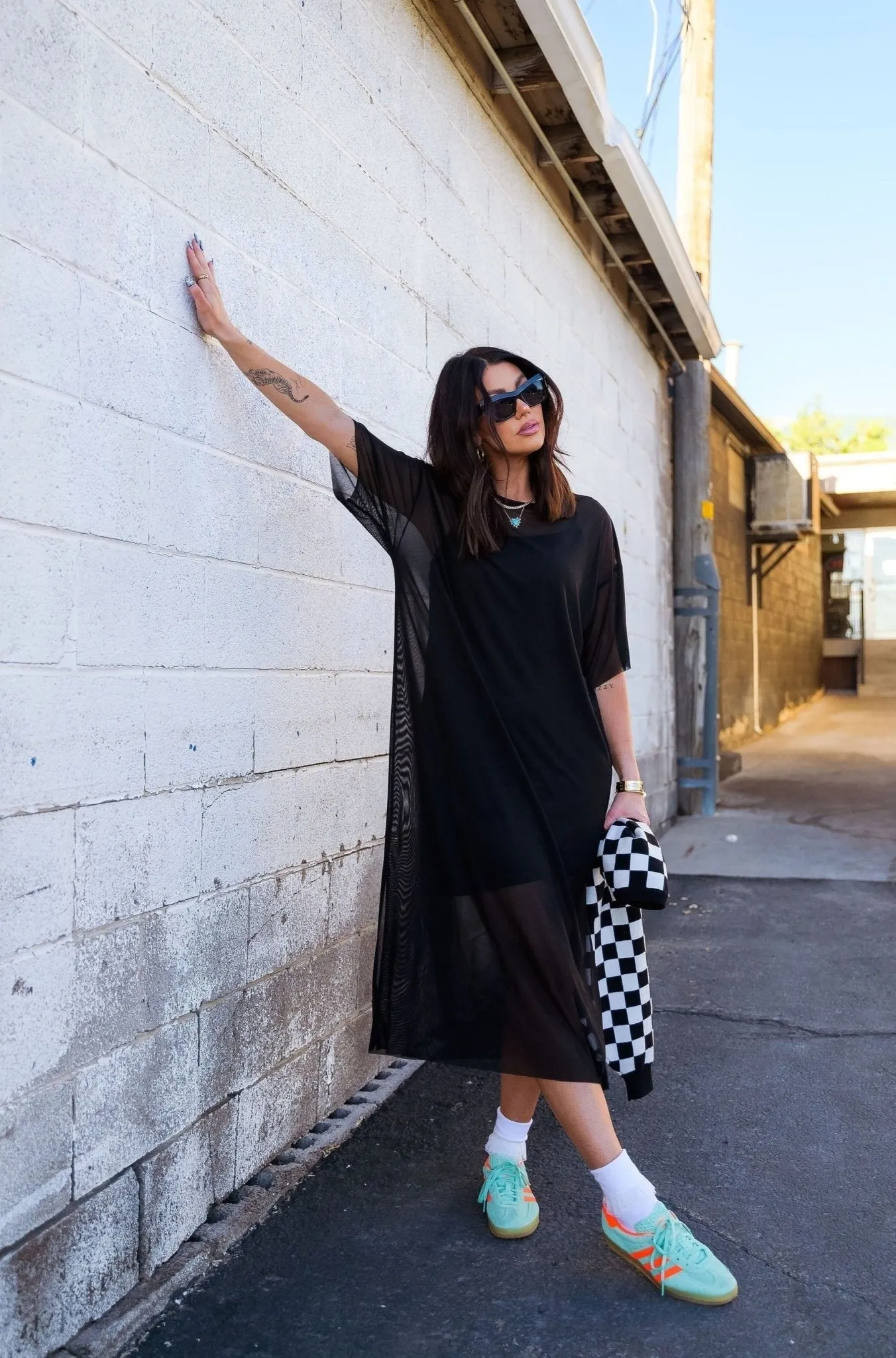 Karma Oversized Mesh Dress + Slip in Black sold by Dressed In Lala