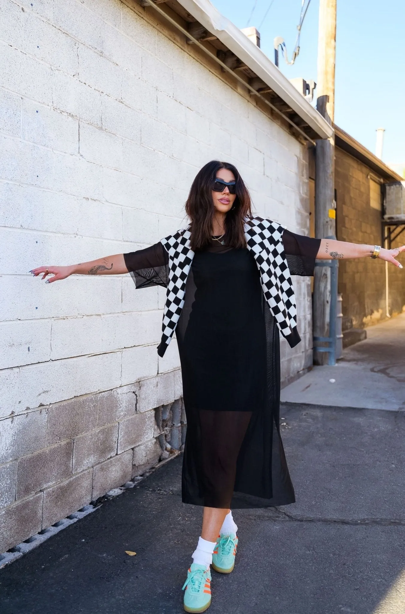 Karma Oversized Mesh Dress + Slip in Black sold by Dressed In Lala product image thumbnail 5