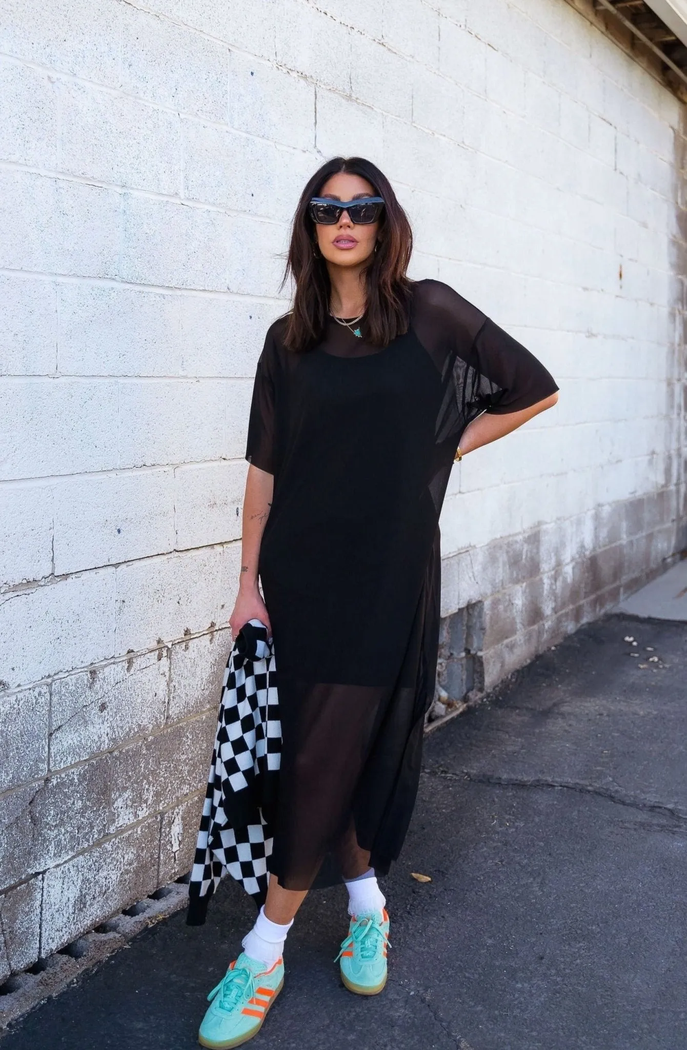 Karma Oversized Mesh Dress + Slip in Black sold by Dressed In Lala product image thumbnail 3