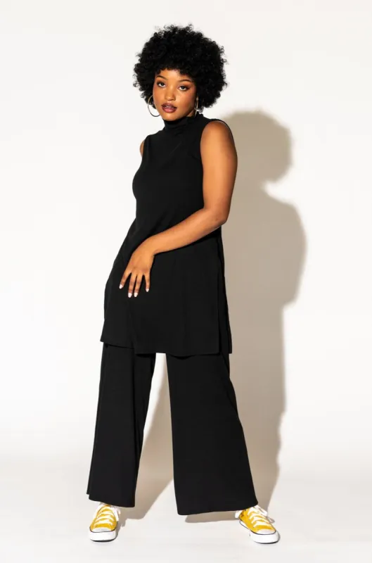 Gigi Sleeveless Ribbed Playsuit in Black sold by Dressed In Lala