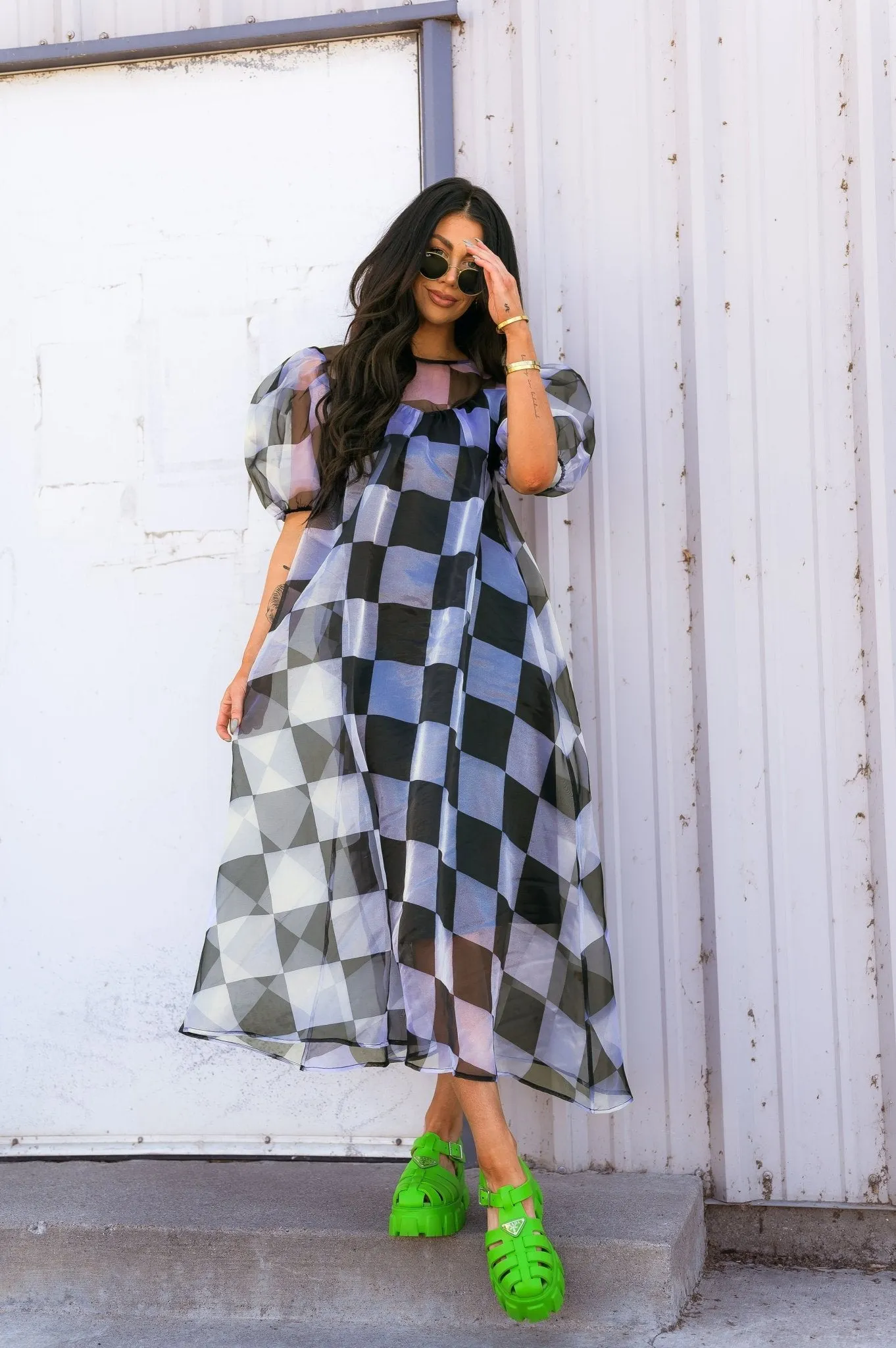 Star Energy Organza Dress in Checkerboard sold by Dressed In Lala
