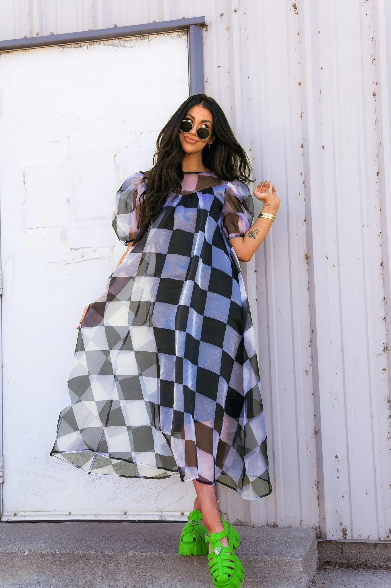 Star Energy Organza Dress in Checkerboard sold by Dressed In Lala product image thumbnail 3