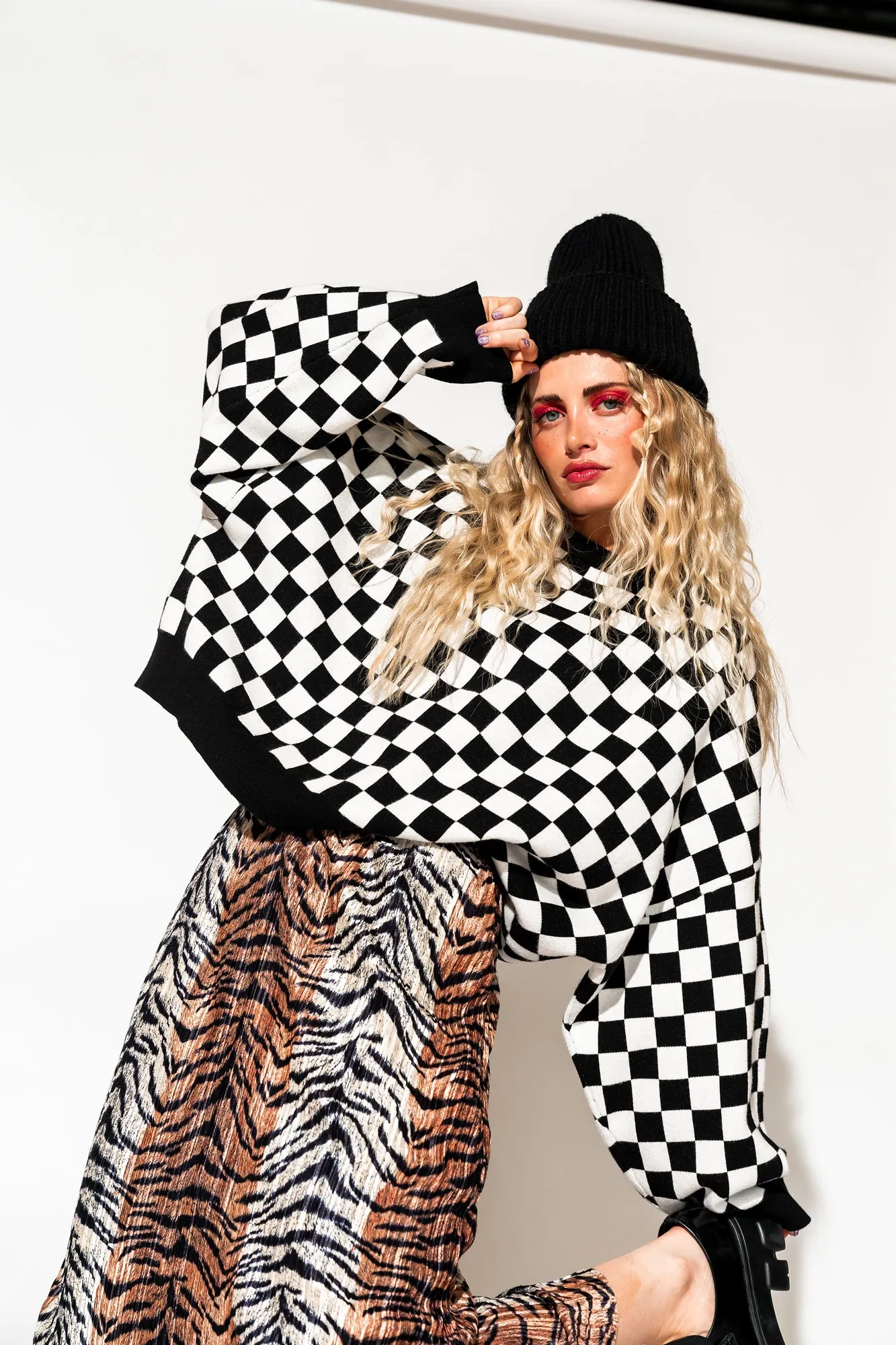Retrograde Boxy Mod Knit in Checkerboard sold by Dressed In Lala product image thumbnail 3