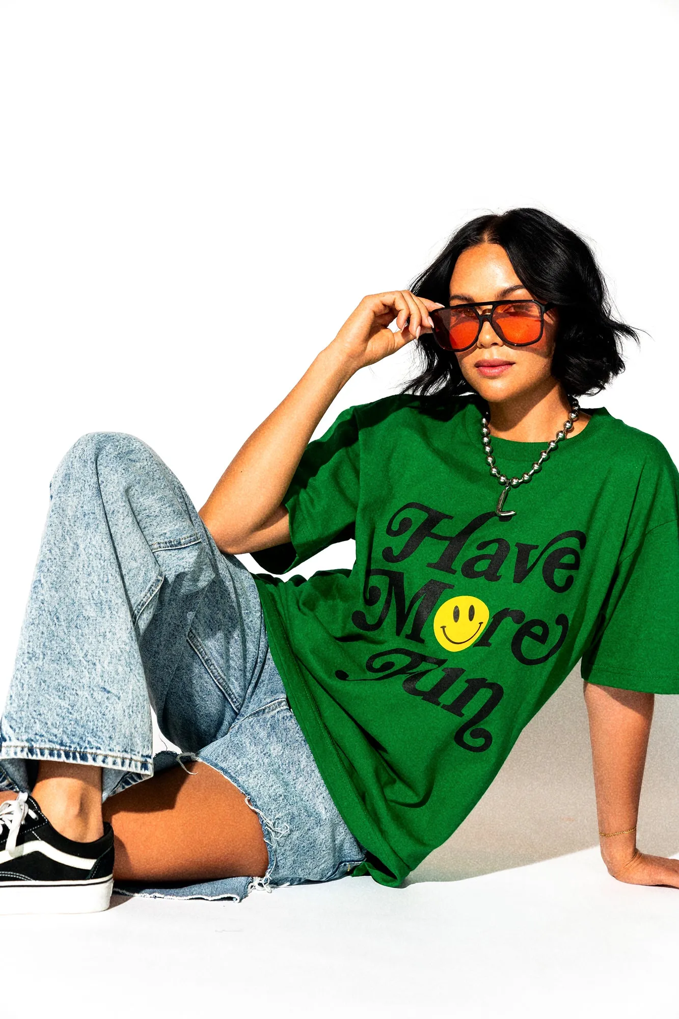 Have More Fun Oversized Tee in Green sold by Dressed In Lala product image thumbnail 4