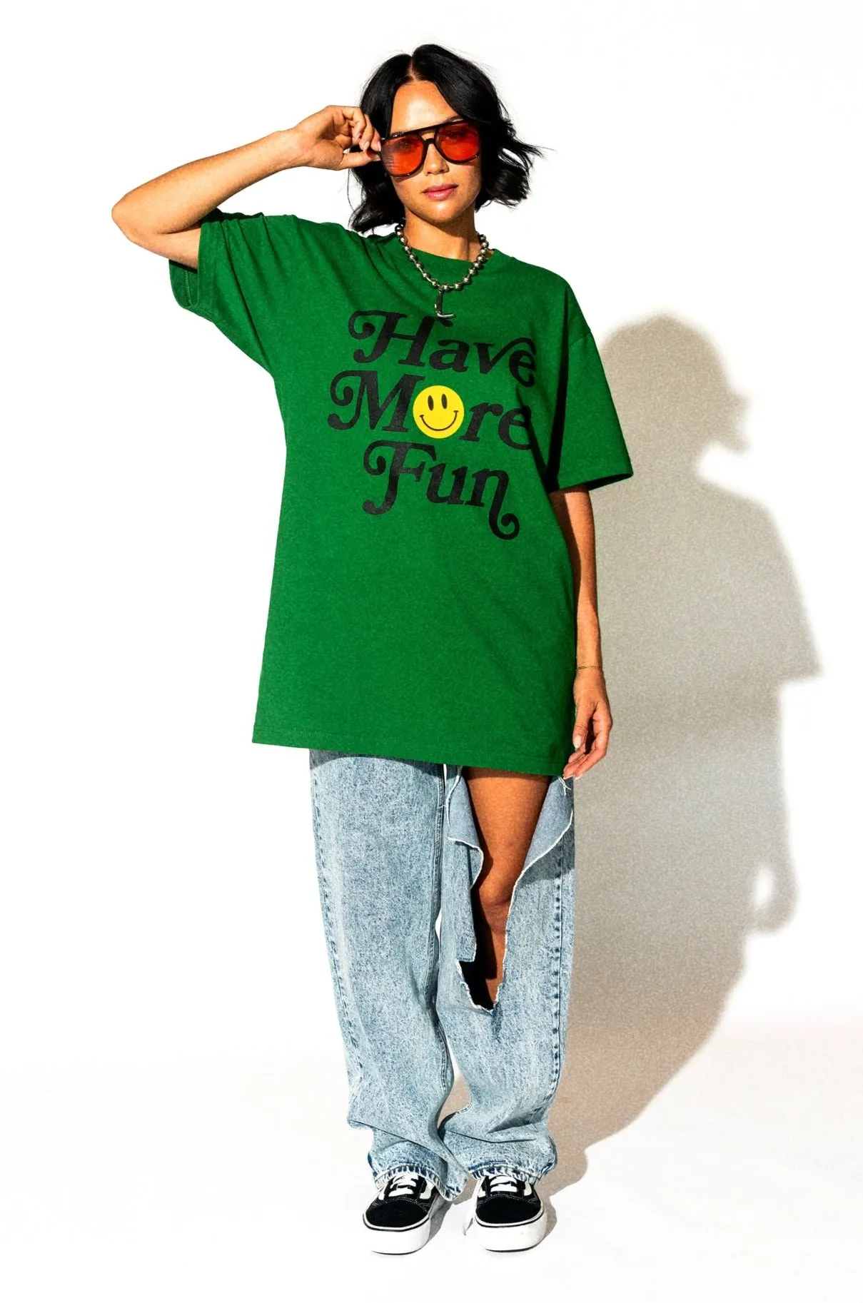 Have More Fun Oversized Tee in Green sold by Dressed In Lala product image thumbnail 3