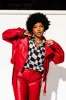 Buttery Soft Vegan Leather Moto Jacket in Cherry Red sold by Dressed In Lala