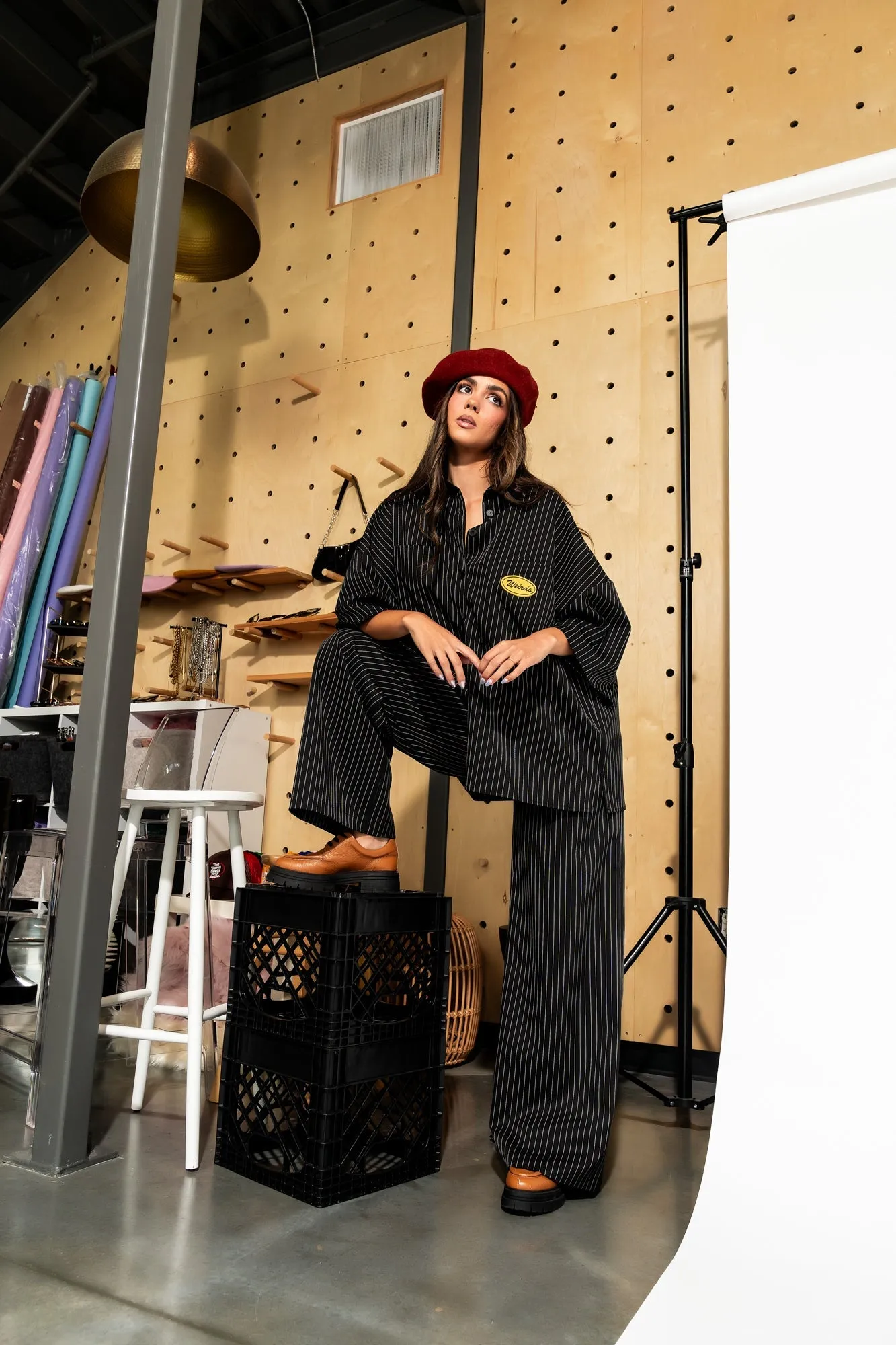 Hi I'm a Weirdo Oversized Work Shirt sold by Dressed In Lala product image thumbnail 3