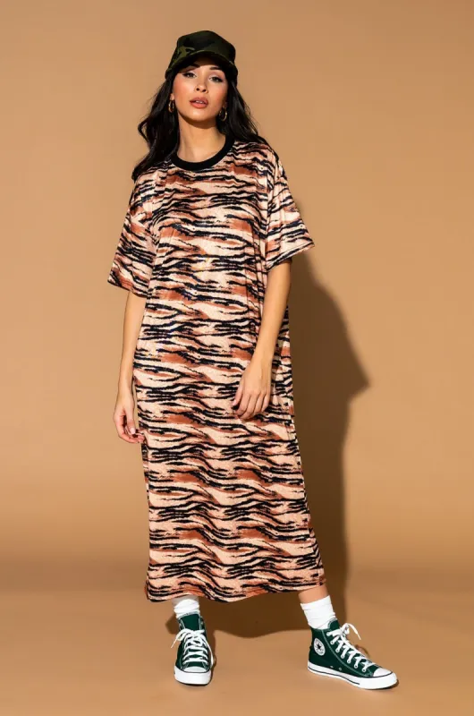 Casual Luxe Dress in Go Get Em Tiger sold by Dressed In Lala