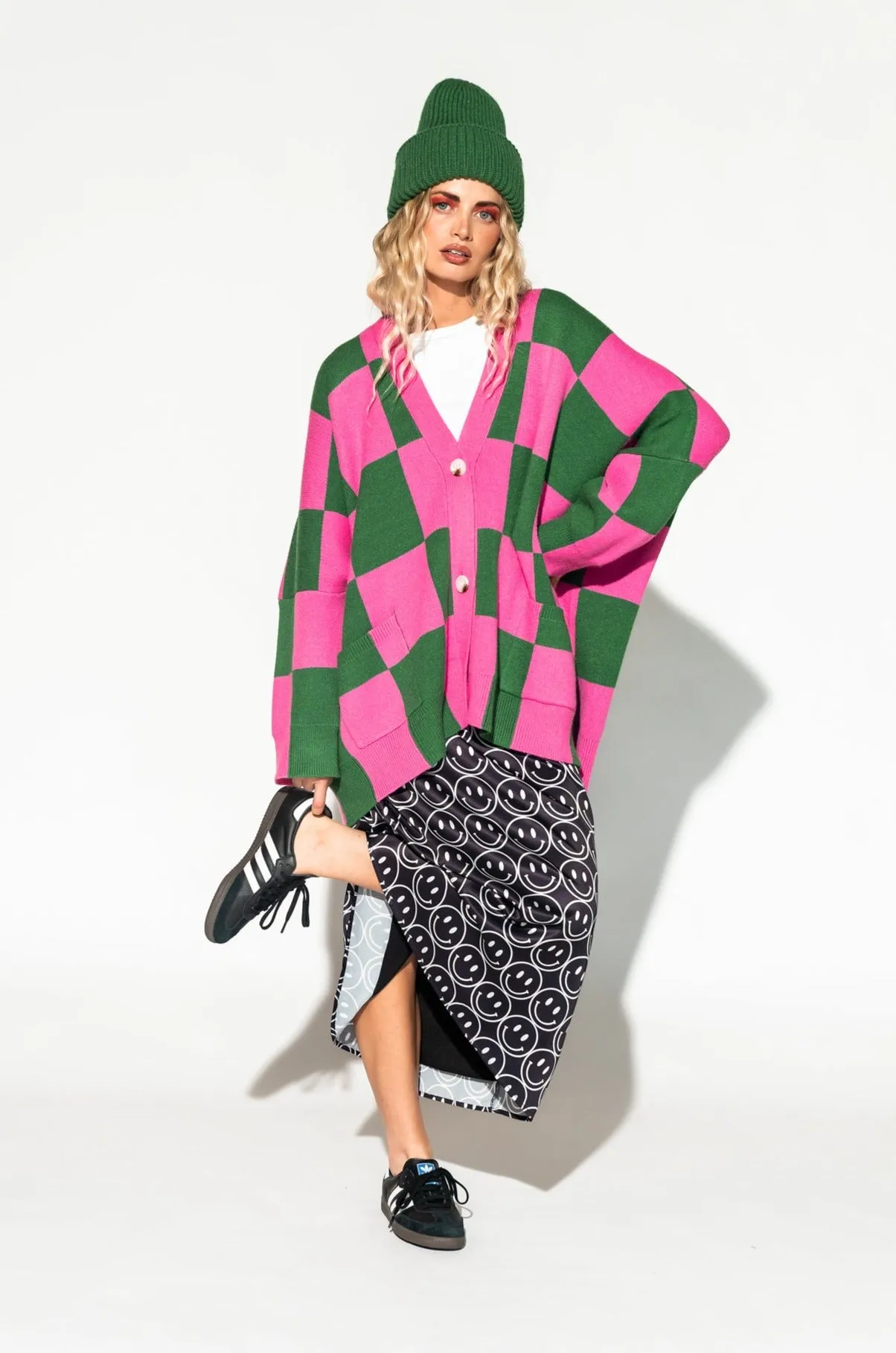 Love You Oversized Checkerboard Cardigan in Watermelon sold by Dressed In Lala product image thumbnail 2