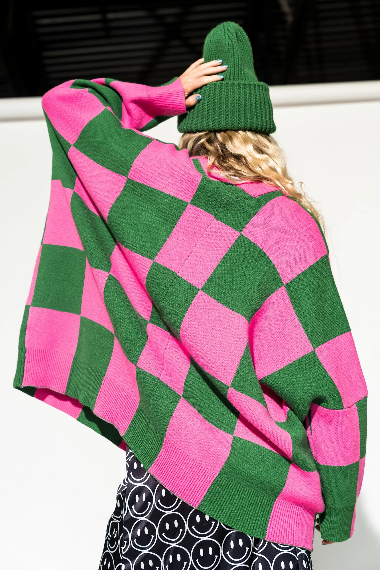 Love You Oversized Checkerboard Cardigan in Watermelon sold by Dressed In Lala product image thumbnail 5