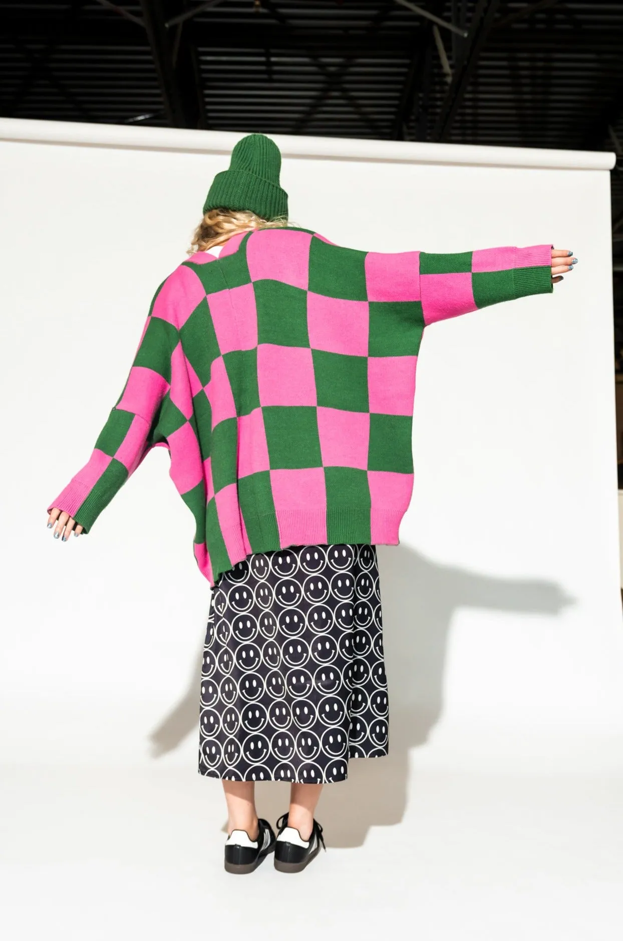 Love You Oversized Checkerboard Cardigan in Watermelon sold by Dressed In Lala product image thumbnail 4