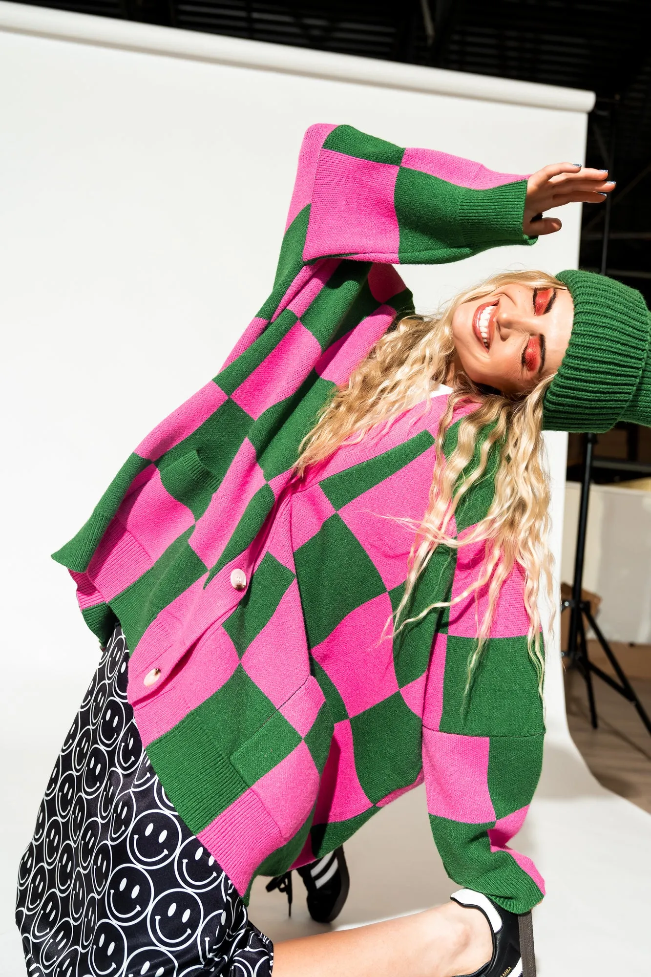 Love You Oversized Checkerboard Cardigan in Watermelon sold by Dressed In Lala product image thumbnail 3