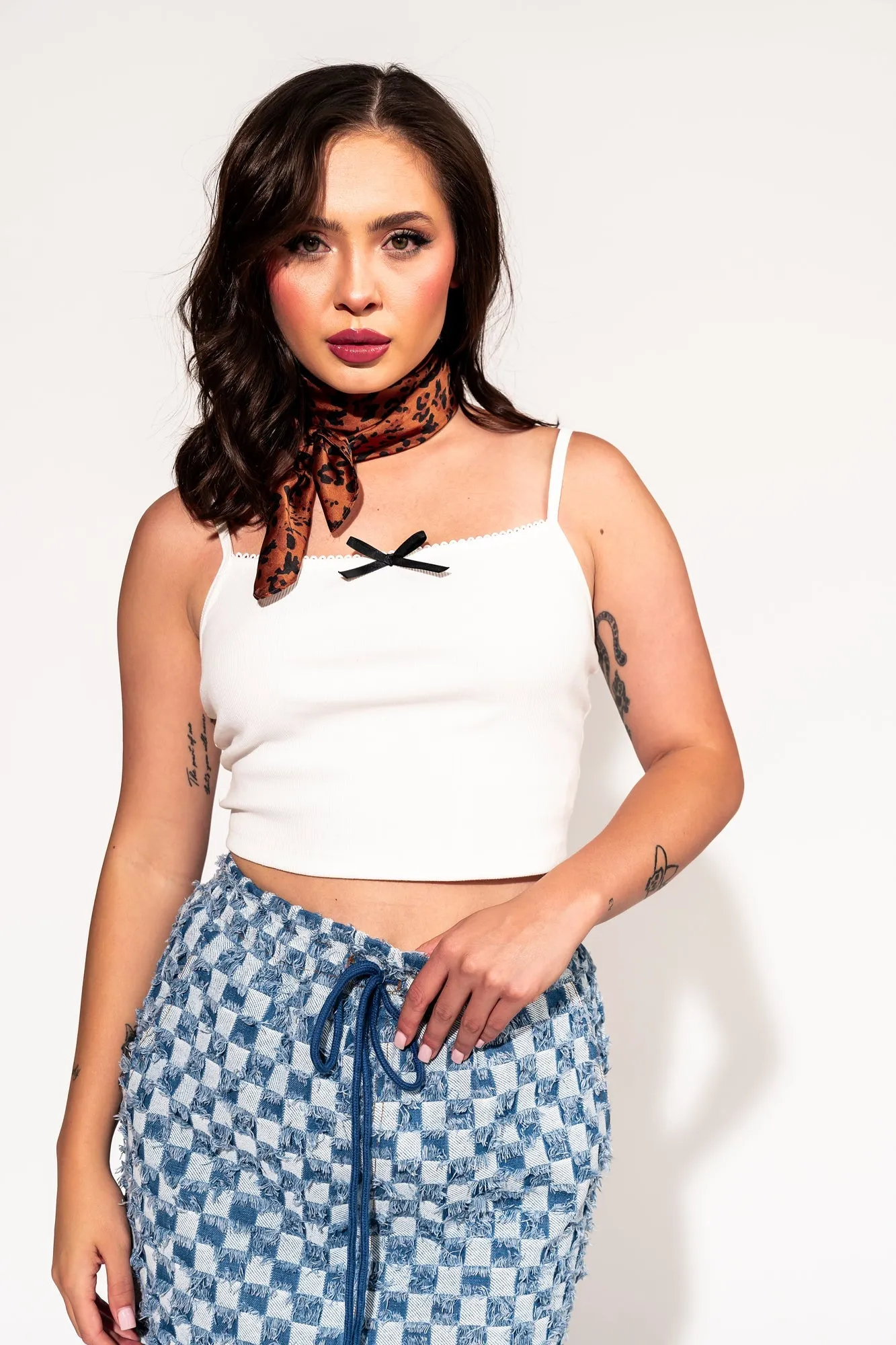 LOML Bow Tank in White sold by Dressed In Lala