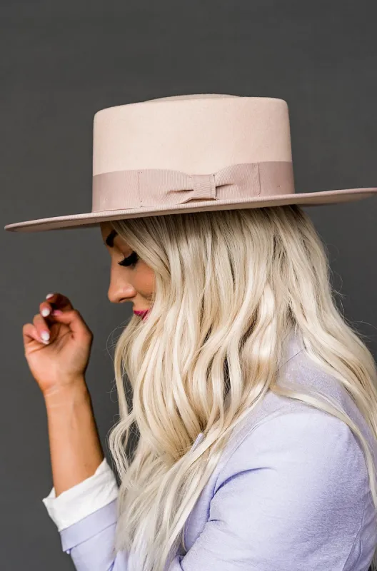 Lola Stiff Brim Hat in Blush sold by Dressed In Lala
