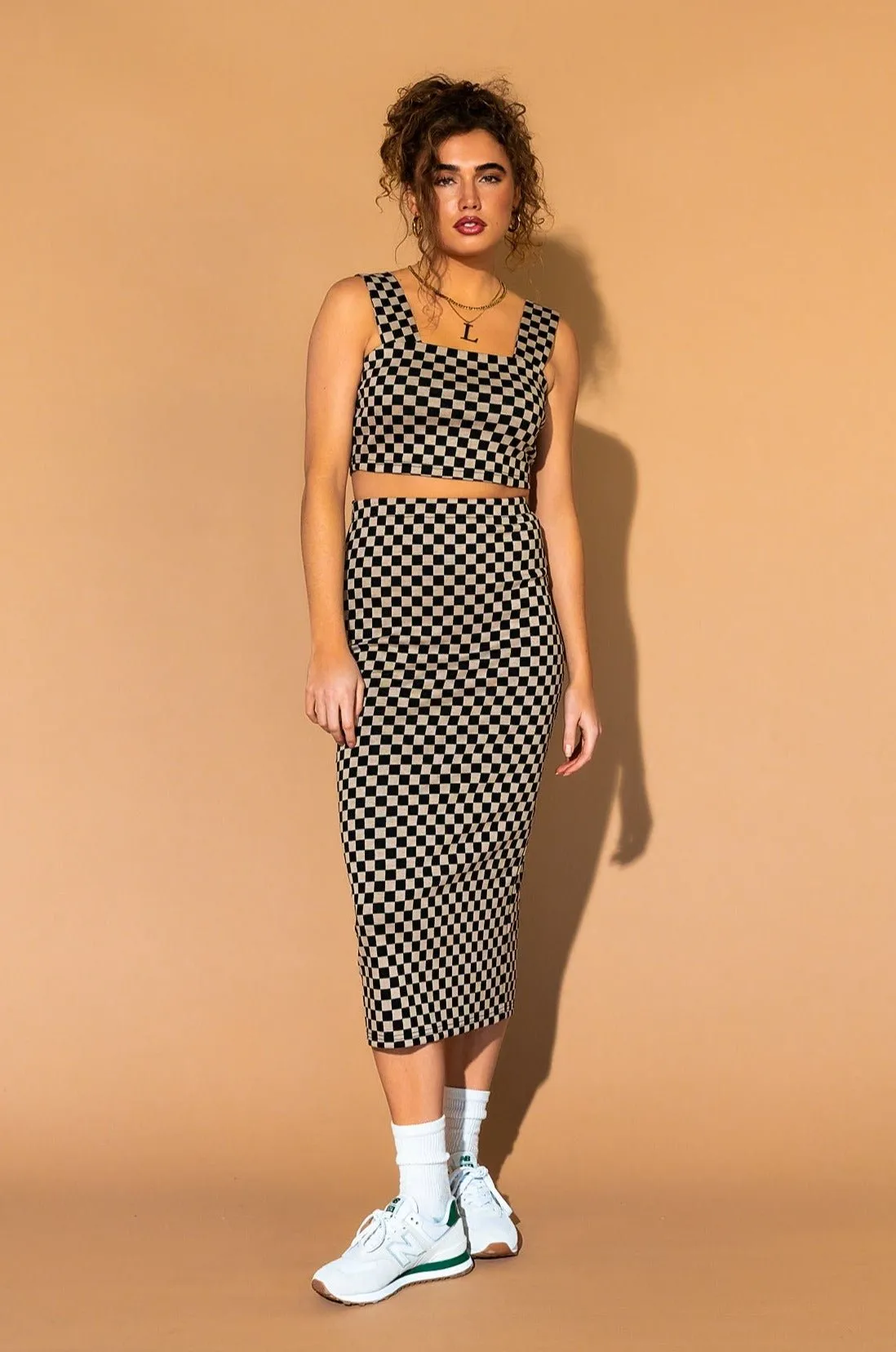 Looking Good Print Top + Skirt Set in Checkerboard sold by Dressed In Lala