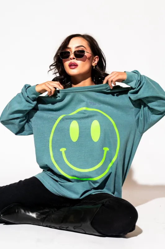 The World Needs Your Magic Oversized Long Sleeve Tee in Sage + Neon sold by Dressed In Lala
