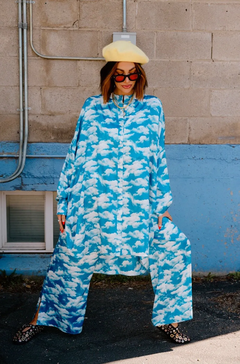 Lala Satin Playsuit in Secret Sky Society sold by Dressed In Lala product image thumbnail 2