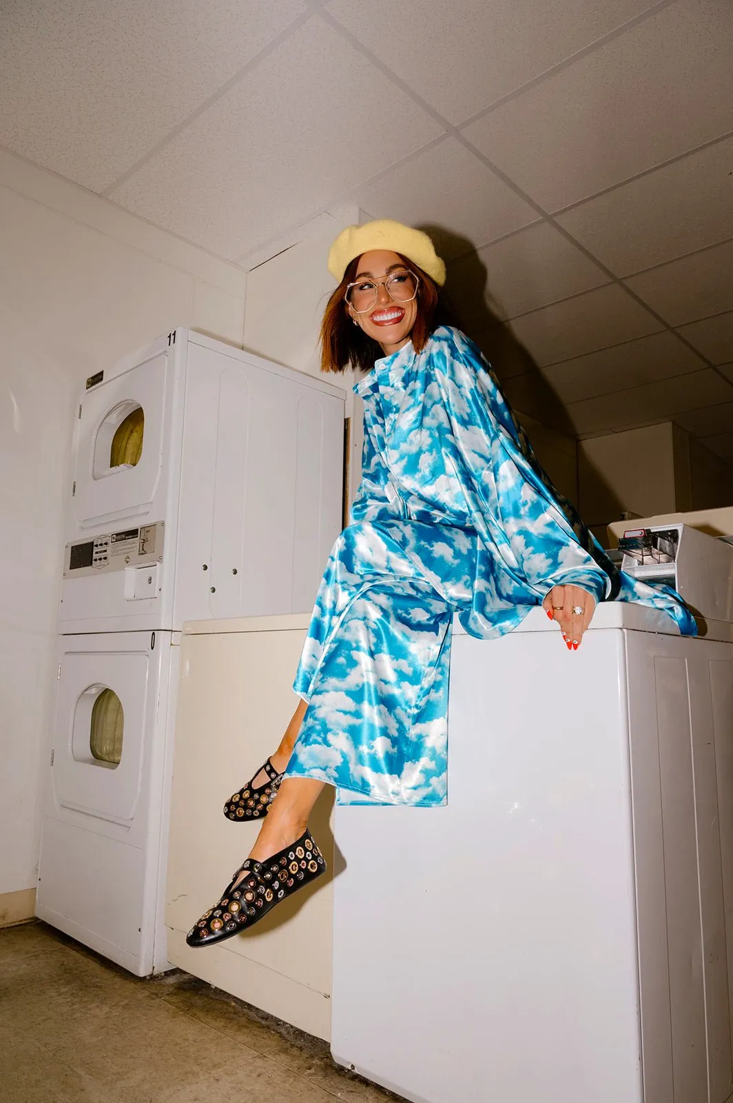 Lala Satin Playsuit in Secret Sky Society sold by Dressed In Lala product image thumbnail 5