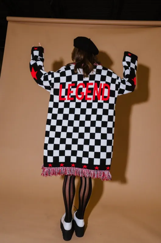 Legend Luxe Fringe Checkered Cardigan sold by Dressed In Lala