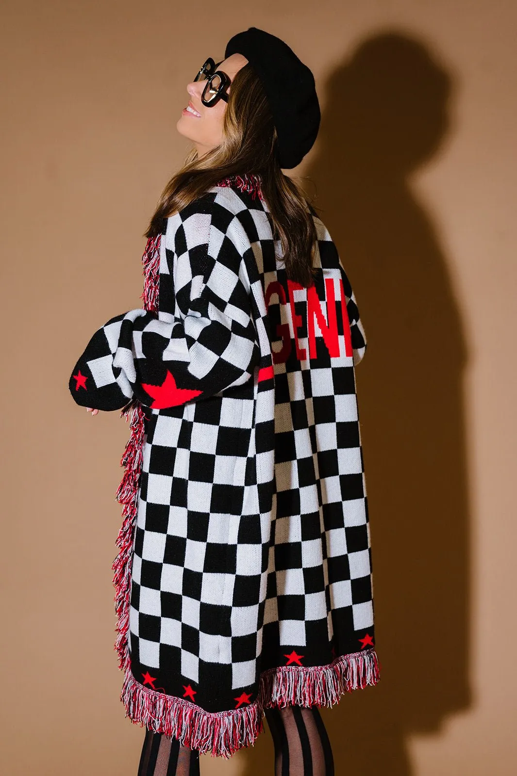 Legend Luxe Fringe Checkered Cardigan sold by Dressed In Lala product image thumbnail 5