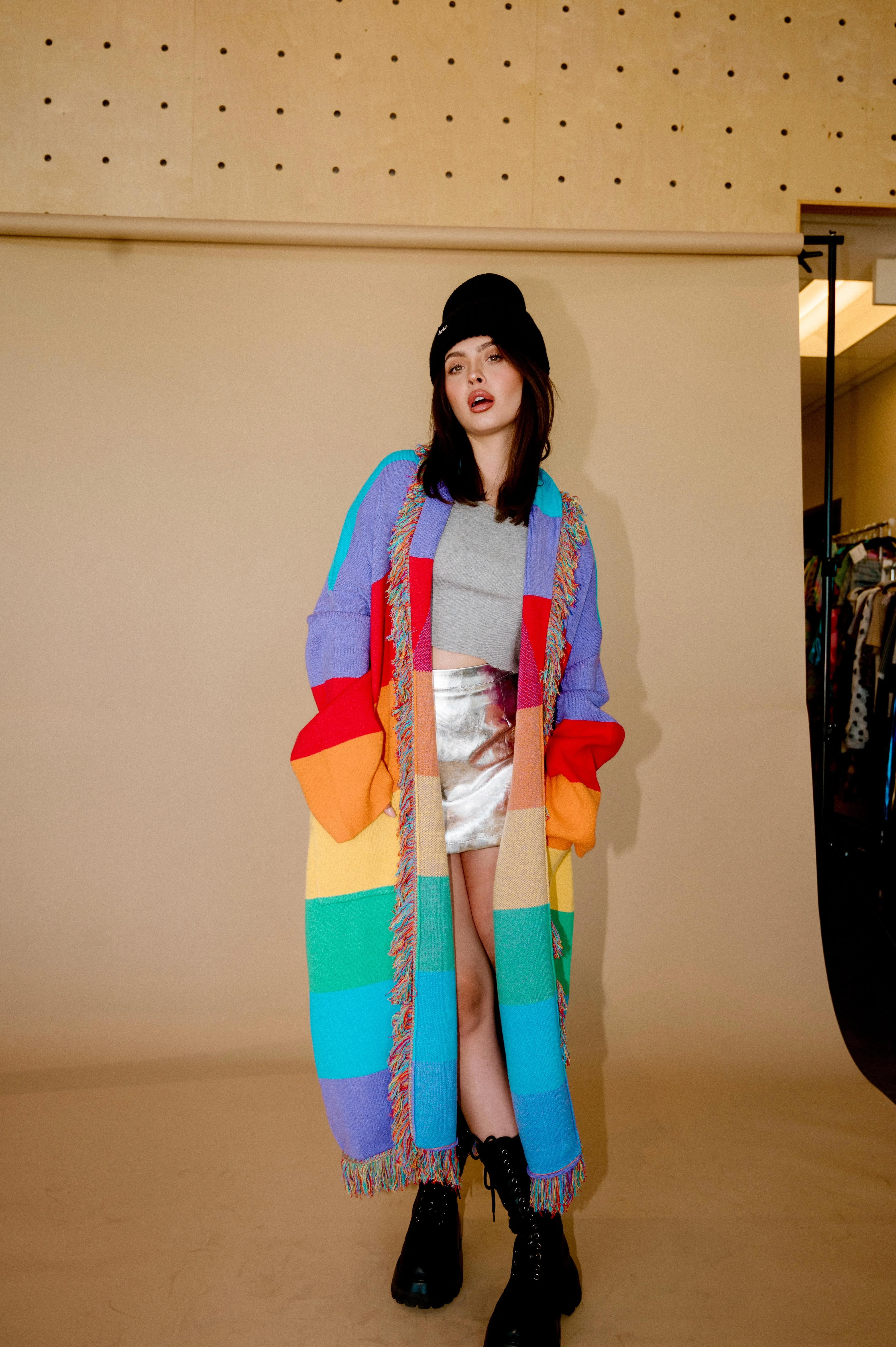 Luxe Fringe Blanket Cardigan in Chasing Rainbows sold by Dressed In Lala product image thumbnail 5