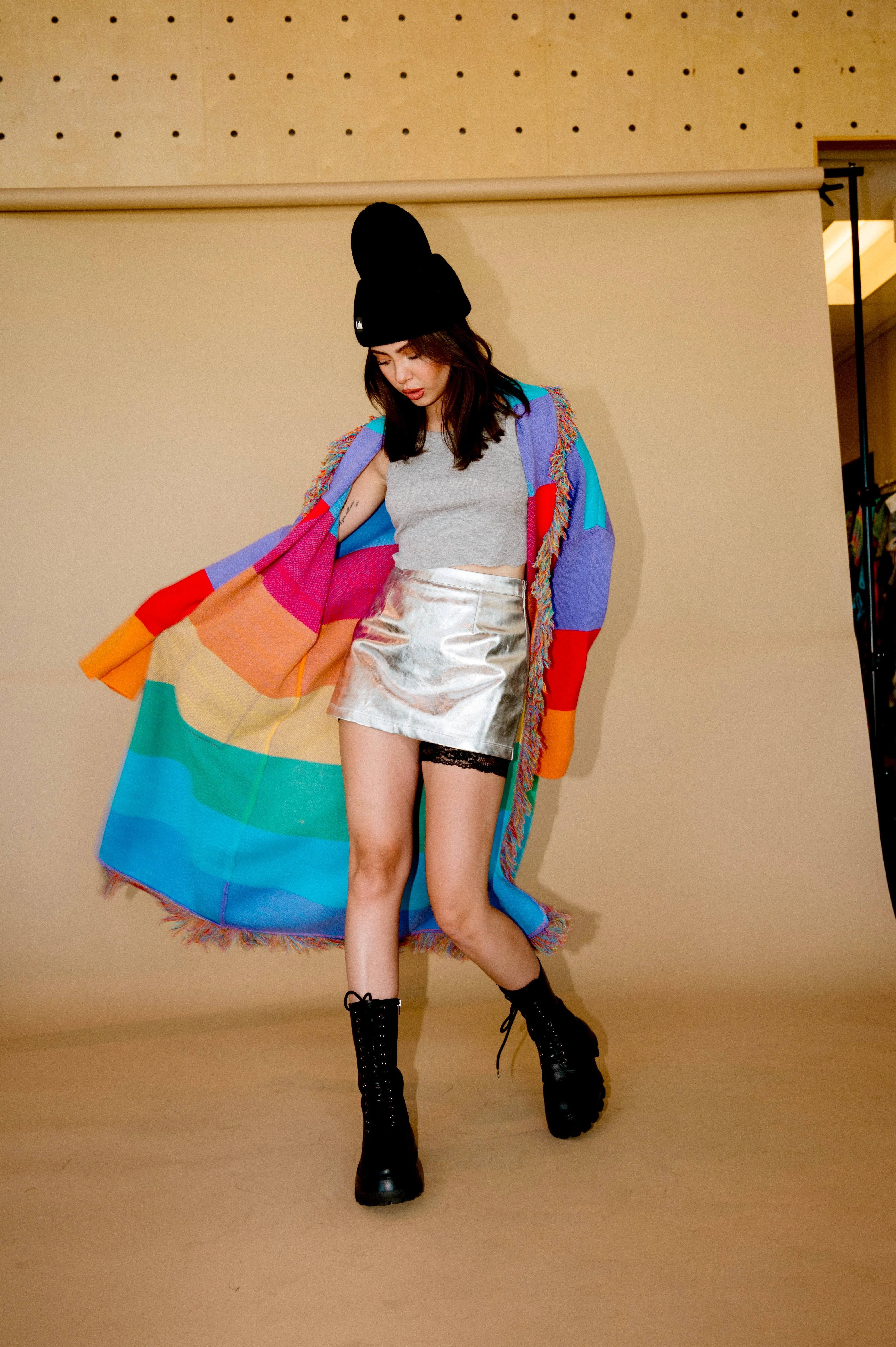 Luxe Fringe Blanket Cardigan in Chasing Rainbows sold by Dressed In Lala product image thumbnail 3