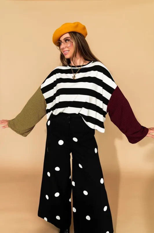 Ozzy Long Sleeve Tee in Grunge Stripes sold by Dressed In Lala