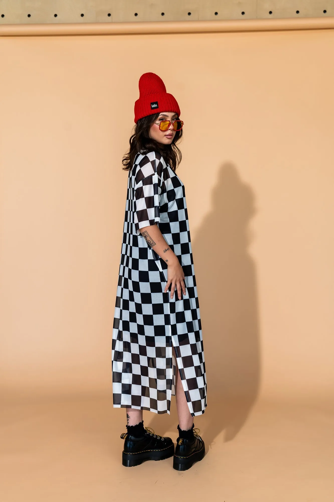 Karma Oversized Mesh Dress + Slip in Checkerboard sold by Dressed In Lala product image thumbnail 2