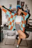 Love You Oversized Checkerboard Cardigan in September Sunset sold by Dressed In Lala