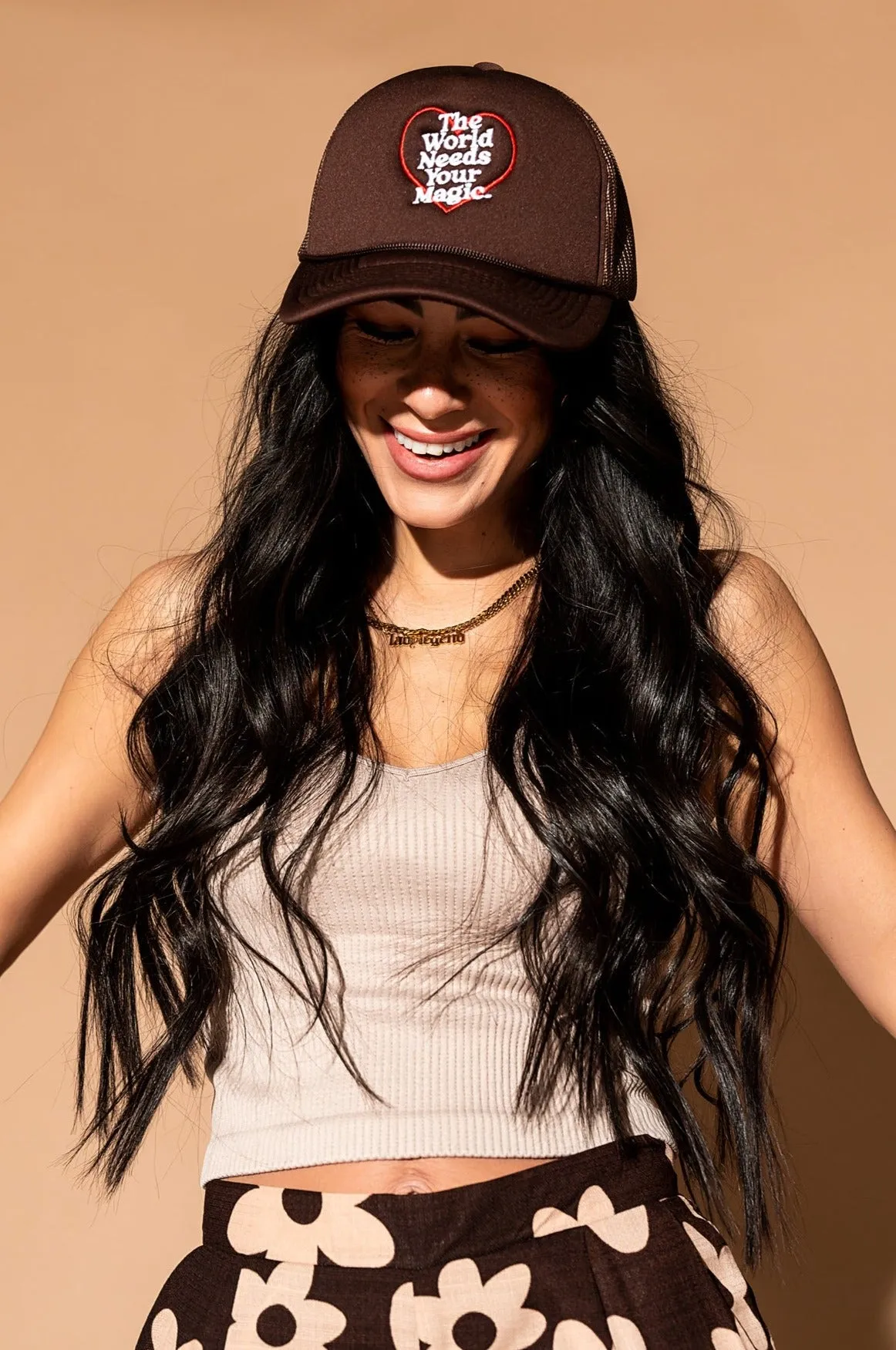 The World Needs Your Magic Trucker Hat in Mocha sold by Dressed In Lala product image thumbnail 5