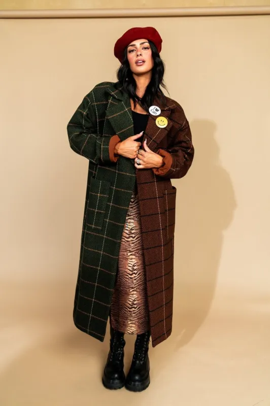 Libra Longline Half + Half Coat in OG Plaid sold by Dressed In Lala