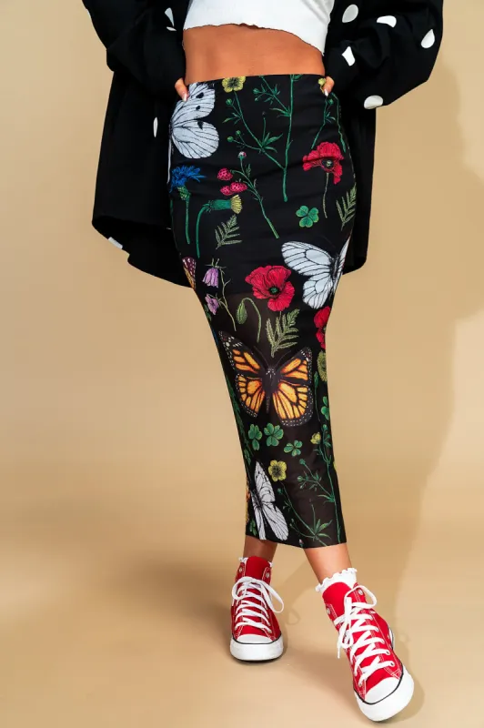 Enchantress Mesh Skirt in Folklore Florals sold by Dressed In Lala