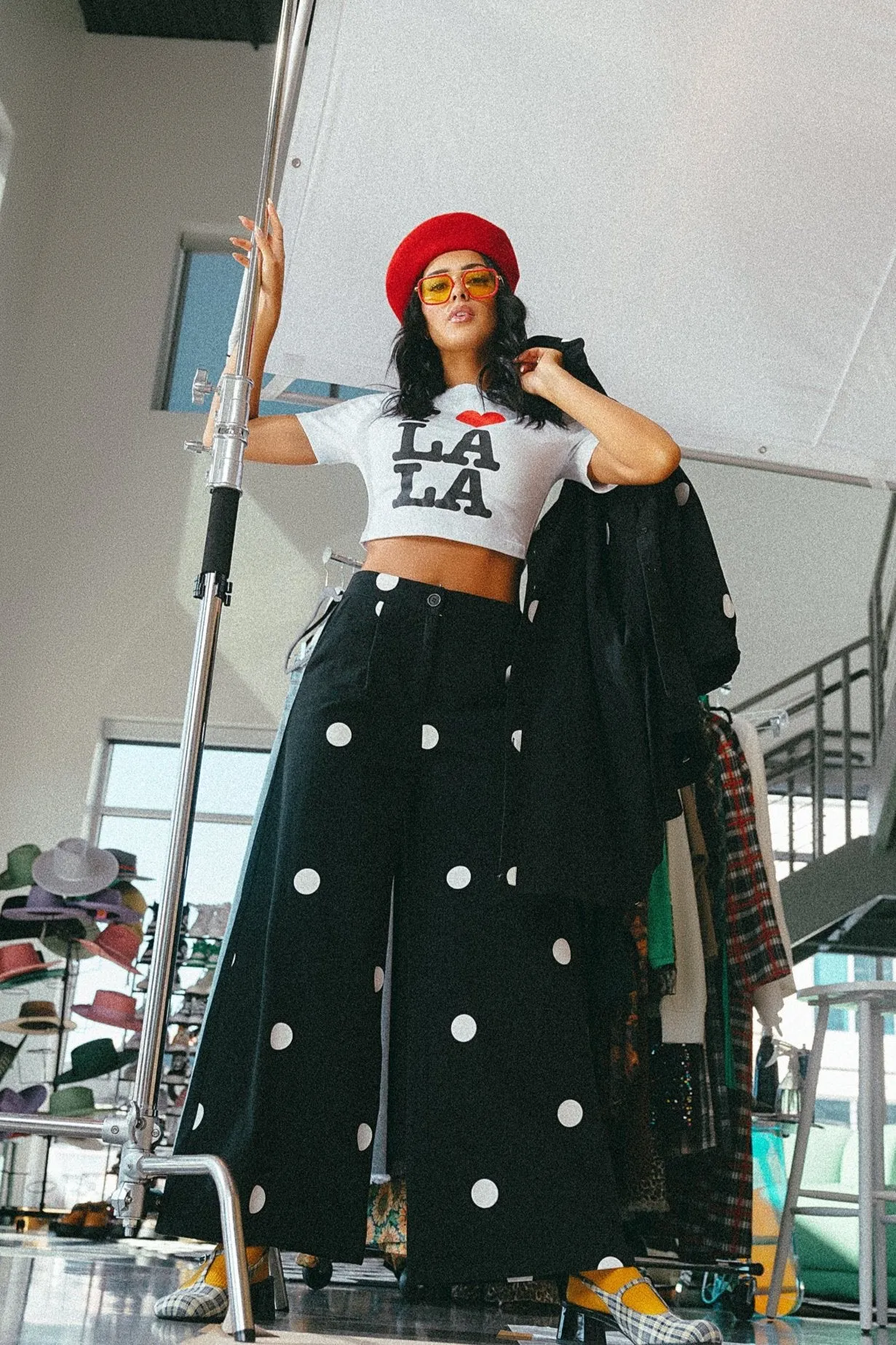 Cause a Scene Wide Leg Pants in Polka Dot sold by Dressed In Lala product image thumbnail 5