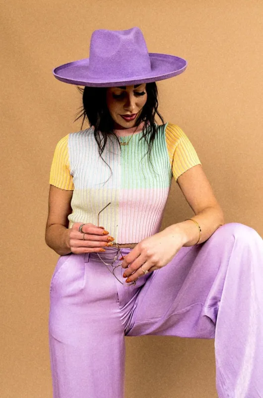 Stella Stiff Brim Hat in Lavender sold by Dressed In Lala