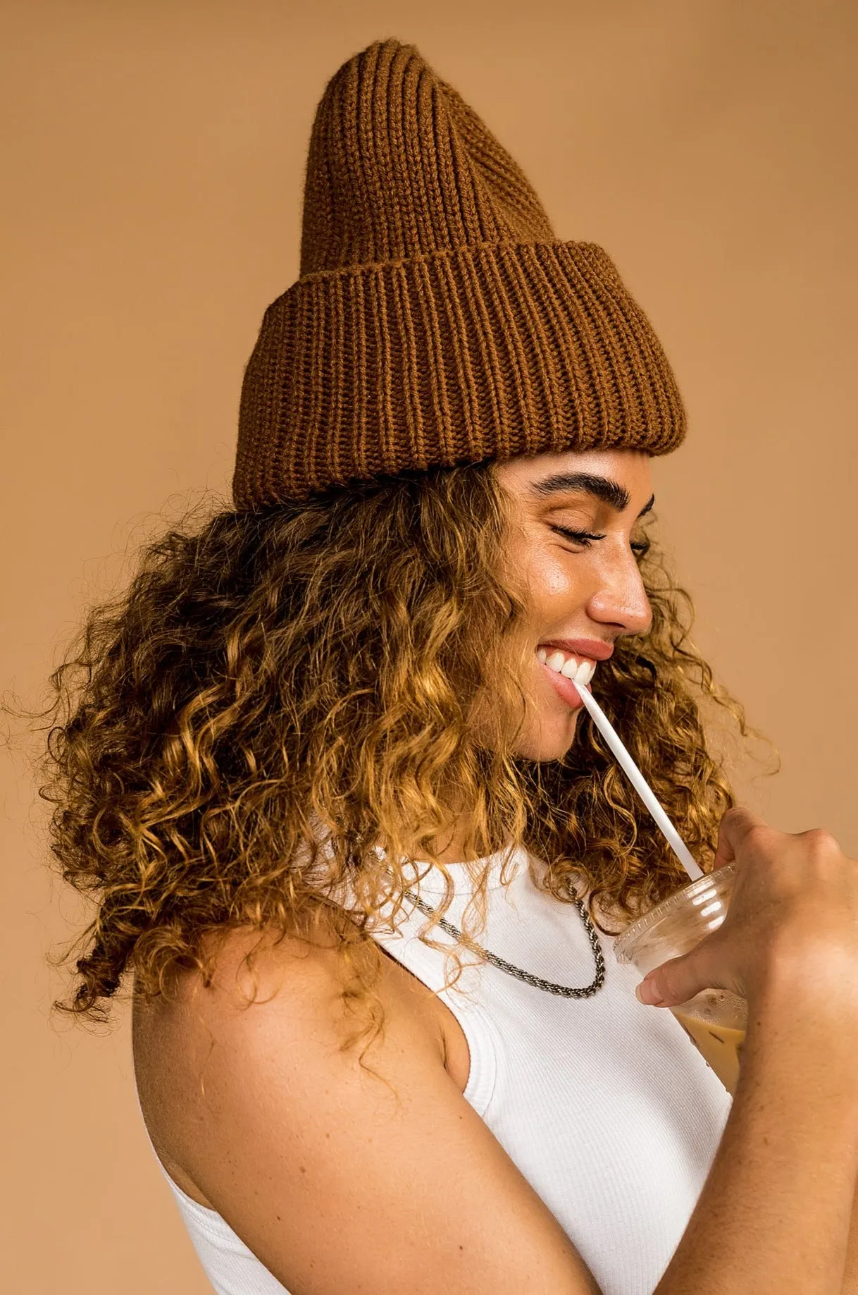 Grunge Chic Beanie in Toasted Marshmallow sold by Dressed In Lala