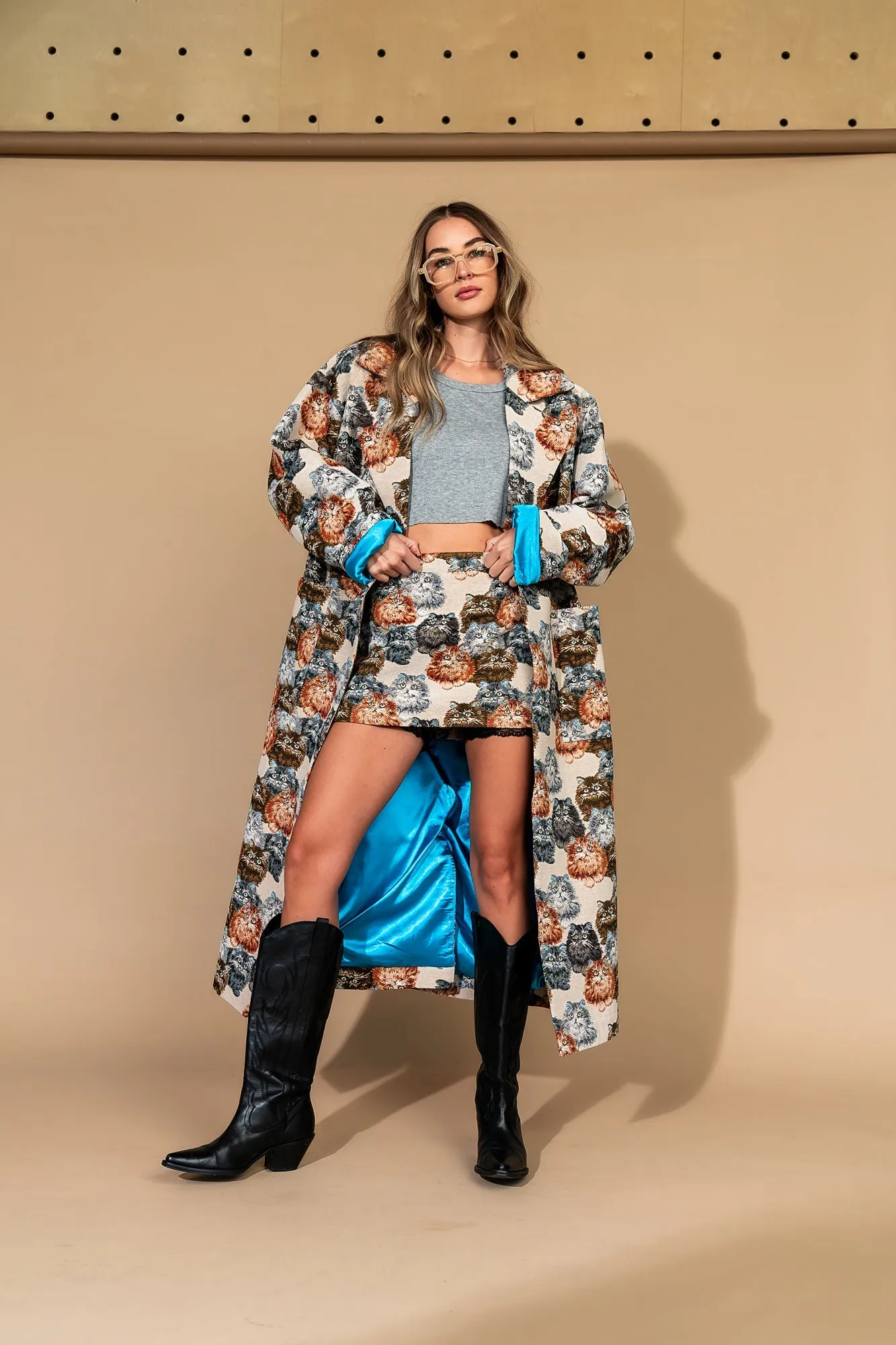 Libra Longline Jacquard Coat in Precious Persians sold by Dressed In Lala product image thumbnail 3