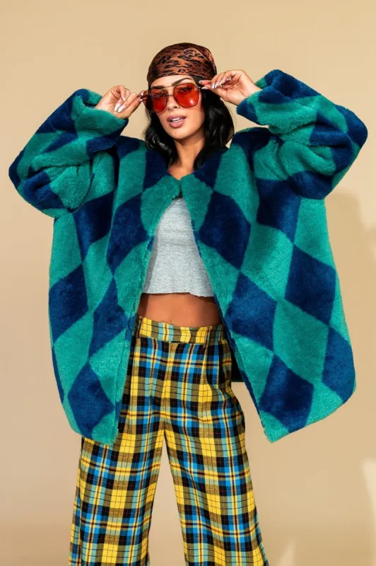 Blue Cosmos Faux Fur Coat sold by Dressed In Lala