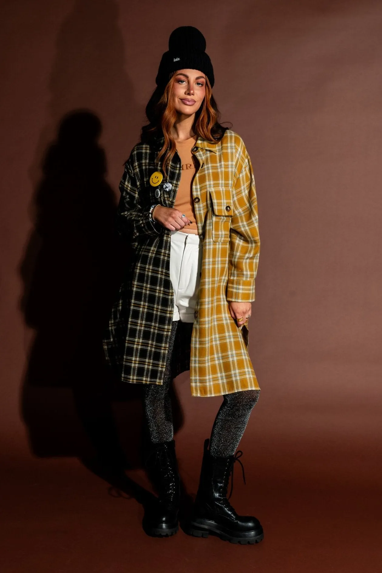 Zuri Oversized Grunge Flannel in Half + Half Bumble Bee sold by Dressed In Lala product image thumbnail 3